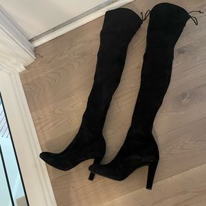 Stuart Weitzman Used Size 9 Highland Black Suede over the knee boot
